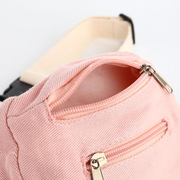 Сумка детская поясная на молнии, наружный карман, розовая