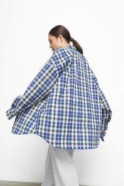 Рубашка cotton клетка Bright Blue - Erist store фото 3