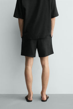 BERMUDA RELAXED FIT LINO - VISCOSA / Negro
