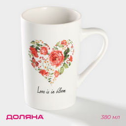 Кружка Доляна «Цветение любви», 380 мл, фарфор, белая
