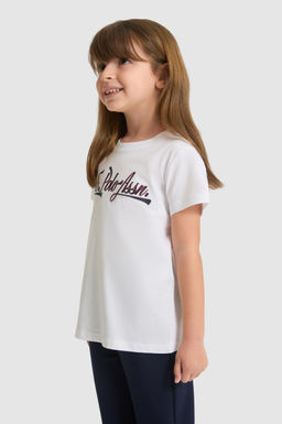 K_z _ocuk Beyaz Fit Bisiklet Yaka Basic Ti__rt - U.s. polo assn фото 3