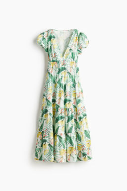 Vestido de popelina con falda escalonada