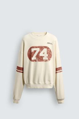 SUDADERA LAVADA ESTAMPADO CONTRASTE / Blanco roto - Zara фото 7