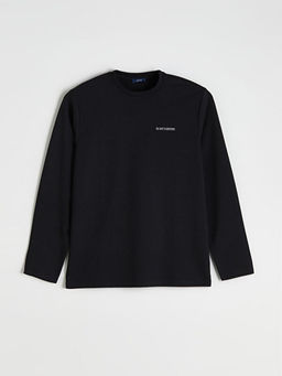 Bisiklet Yaka Bask?l? Erkek Sweatshirt
