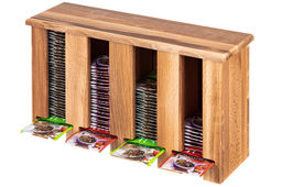 Подставка для чайных пакетиков 33*10,5*20 см с 4-мя отделениями, вертикальная с откидной крышкой