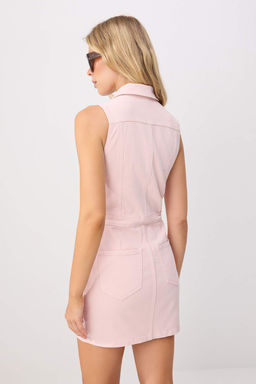 Pembe Orta Esnek Cep Detayl_ G_mlek Yaka Mini Denim Elbise TWOSS26EL00985 - Trendyolmilla фото 4