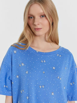 Сорочка ночная женская синяя с принтом - Mark formelle фото 4