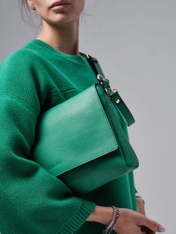 Кожаная сумка через плечо Deboro 30181 зеленая весна