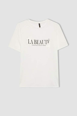 Футболка стандартного кроя с круглым вырезом и короткими рукавами с принтом - Defacto фото 7