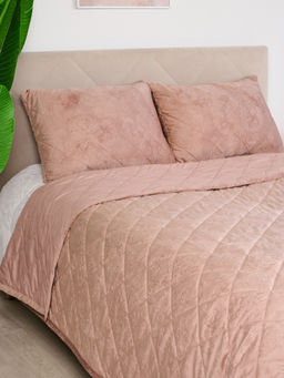 Набор покрывало и чехлы на подушку - Кристалл, цвет пудра 220x240