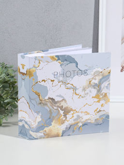 Фотоальбом на 200 фото 10х15 см "Бело-серый мрамор" бумажные листы 5х22х22 см