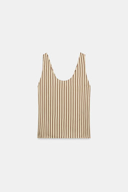 TOP TIRANTES RAYAS ZW COLLECTION / Crudo / Granate - Zara фото 9
