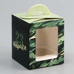 Цена за 5 шт. Коробка для 1 капкейка «23 февраля», 9.2×9.2×11.1 см