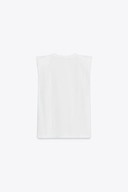 SLEEVELESS SHOULDER PAD T-SHIRT - Zara фото 7