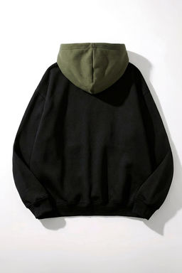 Siyah-Haki Oversize/Genis Kesim Kapusonlu Ici Sardonlu Sweatshirt TMNAW26SW00048 - Trendyolmilla фото 2