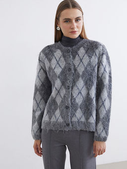 Bisiklet Yaka Baklava Desenli Kad?n Triko H?rka