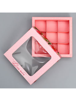 Цена за 5 шт. Коробка под 9 конфет Тюльпаны, 14.7 х 14.7 х 3.5 см - Дарите счастье фото 4