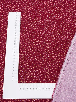 Микровельвет Маленькие лютики на темно-малиновом, ш.1.1м, хлопок-100%, 130гр/м.кв - Купава фото 5