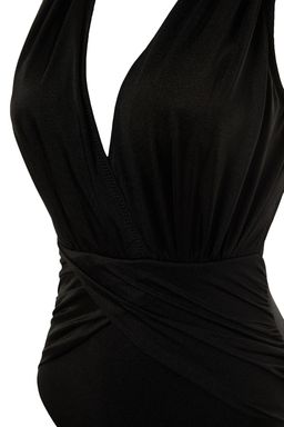 TRENDYOLMILLA Kiremit V Yaka Drapeli Regular Mayo TBESS21MA0042  фото 8