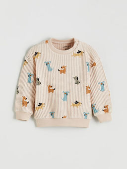 Bask?l? Erkek Bebek Sweatshirt ve E?ofman Alt 2li