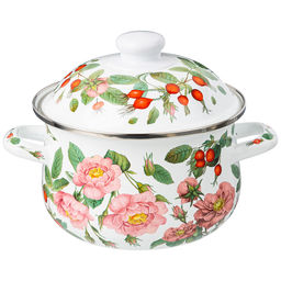 КАСТРЮЛЯ AGNESS ЭМАЛИРОВАННАЯ С ЭМАЛ.КРЫШКОЙ СЕРИЯ ШИПОВНИК, 2.0 Л, 18*11 СМ