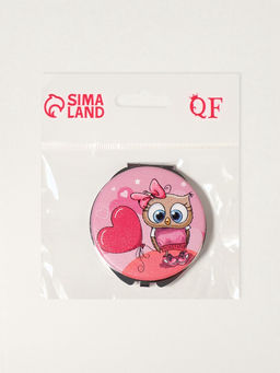 Зеркало складное «Совята», d=6 см, искусственная кожа, с увеличением х2, розовое