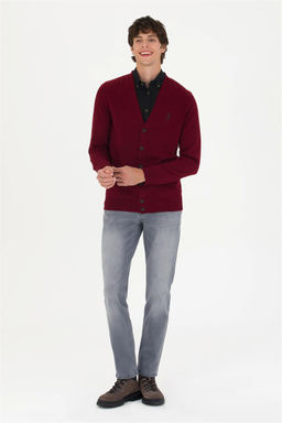 U. S. Polo Assn Мужской бордовый базовый трикотажный кардиган - U.s. polo assn фото 4
