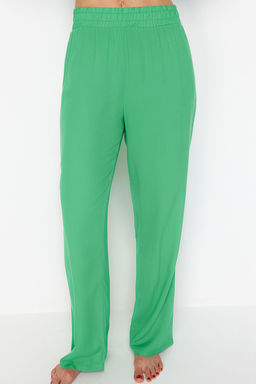 Yesil Dokuma Baglamal? Bluz Pantolon Plaj Tak?m TBESS23AU00072