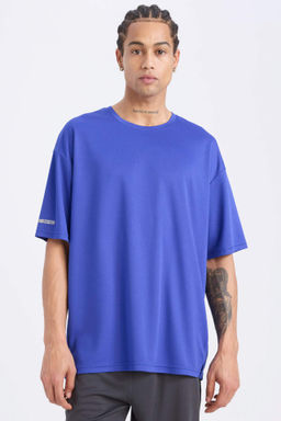 DeFactoFit Boxy Fit Bisiklet Yaka Arma Bask?l? Bask?l? Sporcu K?sa Kollu Tisort  фото 8