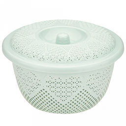 "Домашняя мода" Корзина пластмассовая для хранения "Сердце" д22см h11,8см, с крышкой, мятный (Китай)