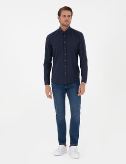 Lacivert Slim Fit Uzun Kollu G_mlek