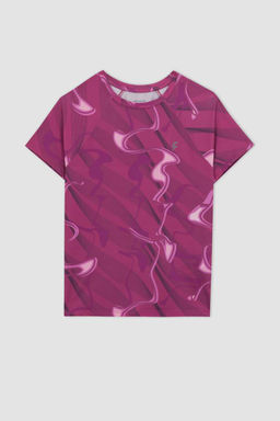 DeFactoFit Футболка с короткими рукавами и спортивным принтом с воротником узкого кроя  фото 7