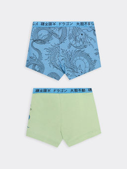 Трусы для мальчиков боксеры мультипак (2 шт.) в пыльно-зеленом цвете с драконами - Mark formelle фото 2