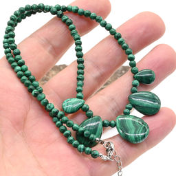 Колье с натуральным малахитом, 45см Радуга камня