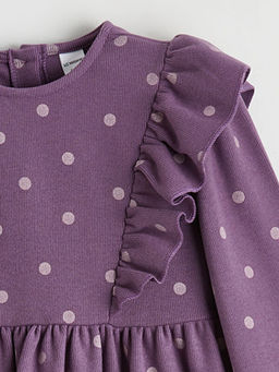 Bisiklet Yaka Puantiyeli K?z ?ocuk Elbise