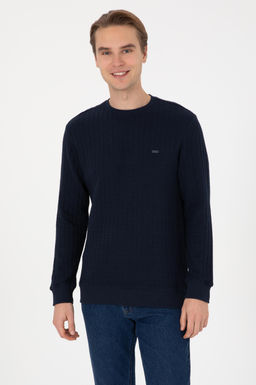 Erkek Regular Fit Bisiklet Yaka Lacivert Sweatshirt
