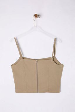 Trendyolmilla Vizon Ask?l? Crop Dokuma Bluz TWOSS25BZ00104