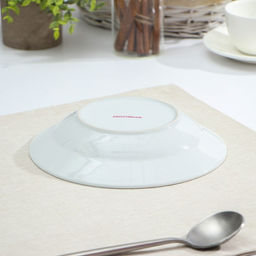 Тарелка керамическая глубокая Доляна Маки, 600 мл, d=20,5 см, цвет белый  фото 3