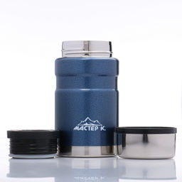 Термос для еды Мастер К, 700 мл, нержавеющая сталь, синий фото 2