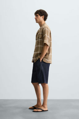 CHECKED LINEN/COTTON SHIRT - Zara фото 12