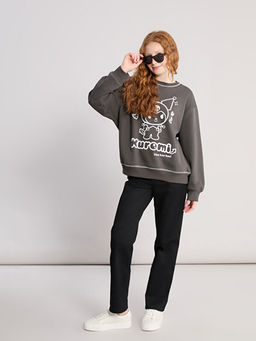 Bisiklet Yaka Kuromi Bask?l? K?z ?ocuk Sweatshirt