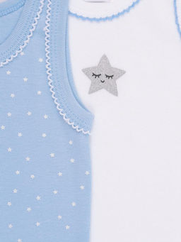 К 1181-2уп/белый,небесно-голубой,звездочки набор майка для дев - Crockid фото 2