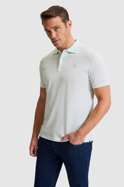 Erkek Su Ye_ili Regular Fit Polo Yaka Basic Ti__rt