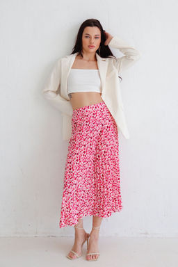 12601 Юбка-плиссе розово-красная