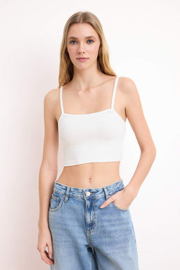 TRENDYOLMILLA Siyah-Vizon 2li Paket Poliamid Icerikli Ask?l? Crop Fitted Esnek Orme Atlet TWOSS24AL00053  фото 23