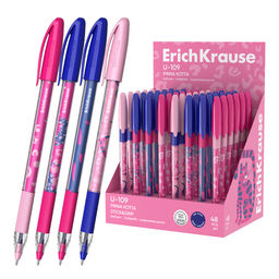 Цена за 48 шт. Ручка шариковая ErichKrause U-109 Stick&Grip Pinna Kotta 1.0, Ultra Glide Technology, цвет чернил синий (в коробке-дисплее по 48 шт.)