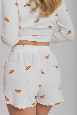 Пижама лонгслив и шорты из интерлока М325418мк молочный/коричневый - Елена фото 6