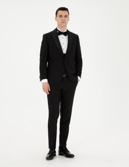 Смокинг Siyah Ex Slim Fit с жилетом черный