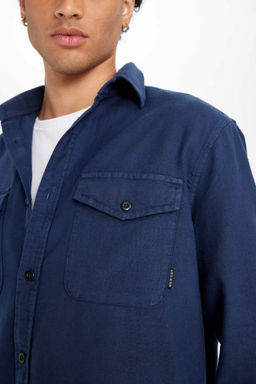 Хлопковая рубашка обычного кроя с длинными рукавами - Defacto фото 5