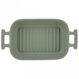 Форма для запекания керамическая "Модерн" 700мл, 19,8х13,8х5см, гриль, прямоугольная, 2 ручки, общая длина 25см, зеленый, в коробке (Китай)